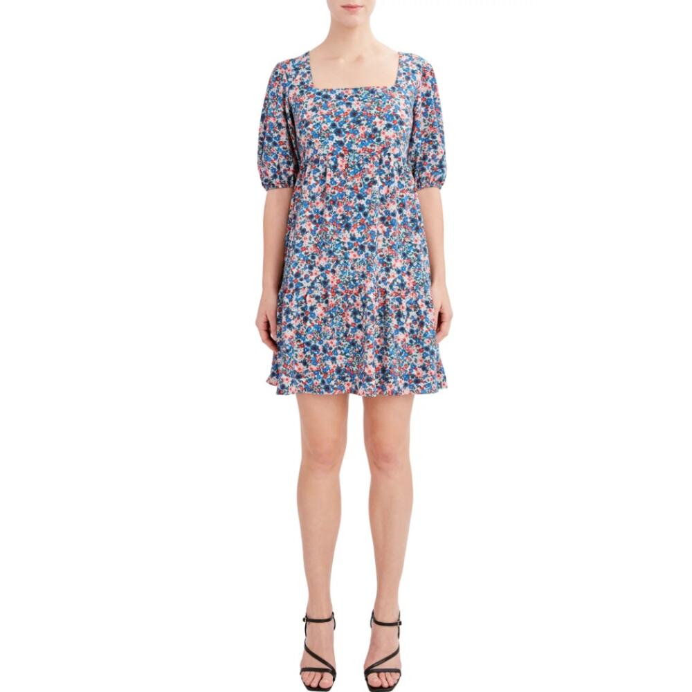 BCBG Paris Women's Puff Sleeve Ditsy Floral Print Mini Dress Size Small